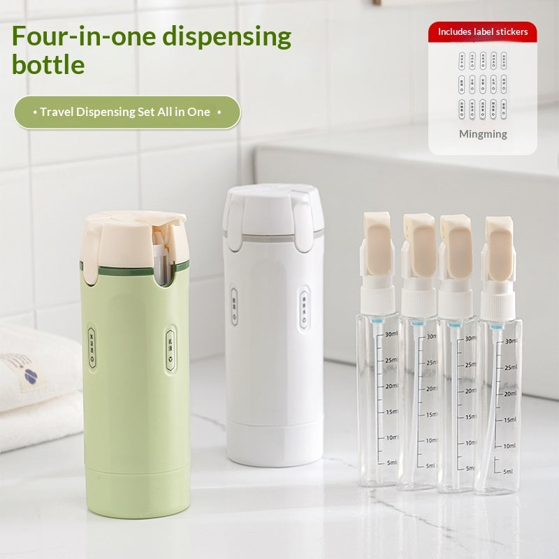 4-in-1 Travel Dispenser Set — Leak-Proof Refillable Bottles for Toiletries