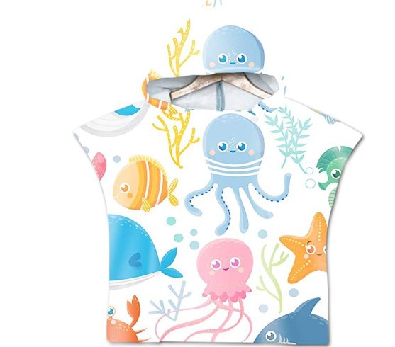 Printed hooded bath towel