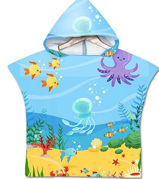 Printed hooded bath towel