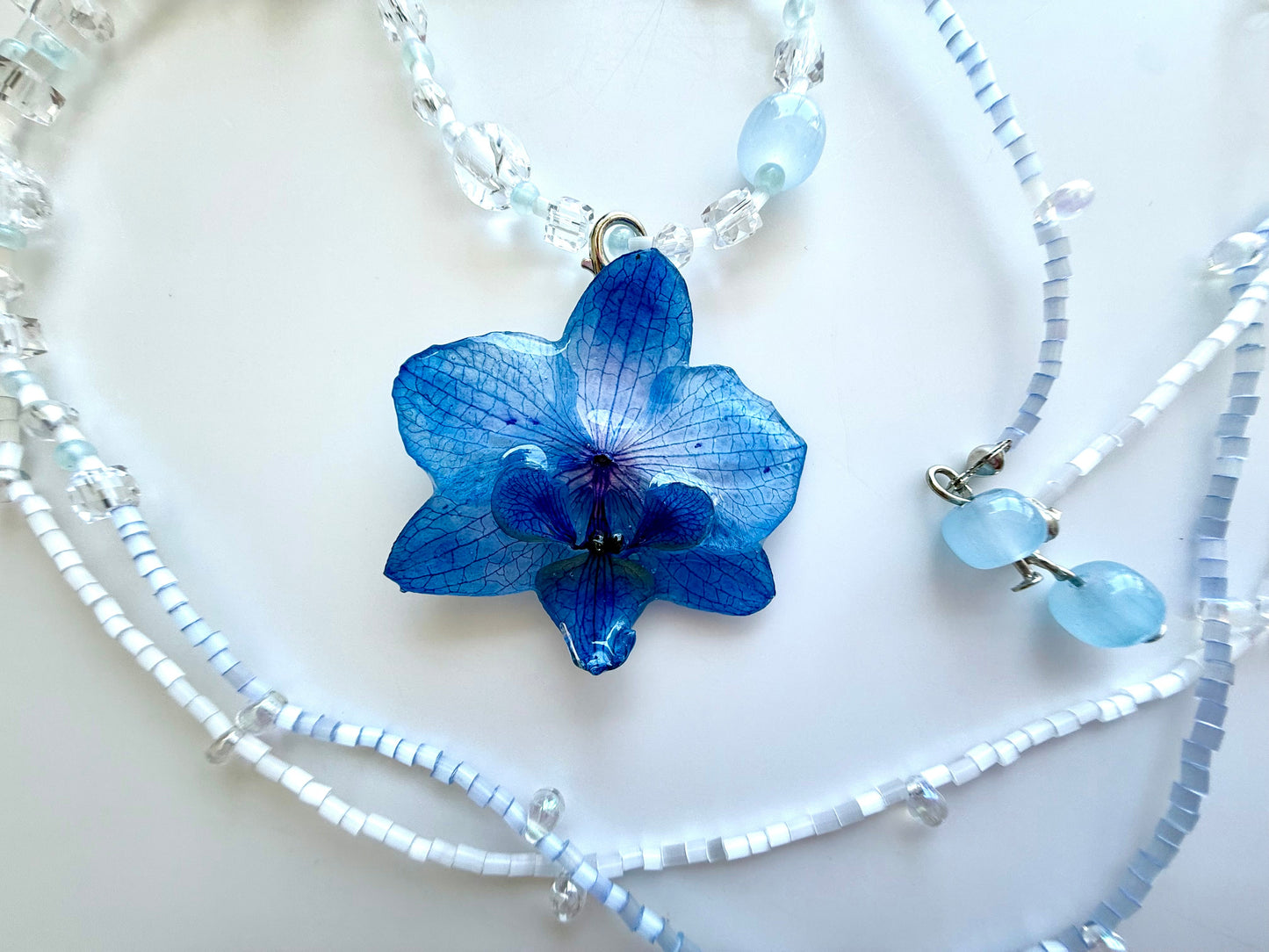 Handmade Blue Orchid Necklace