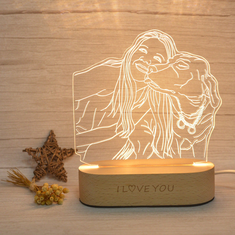 Personalized 3D Head Engraving Stereo Photo Light — Custom Gift for Mom, Dad & Couples