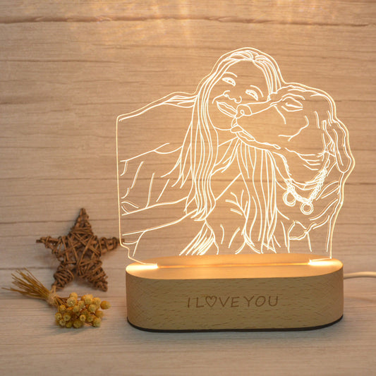 Personalized 3D Head Engraving Stereo Photo Light — Custom Gift for Mom, Dad & Couples