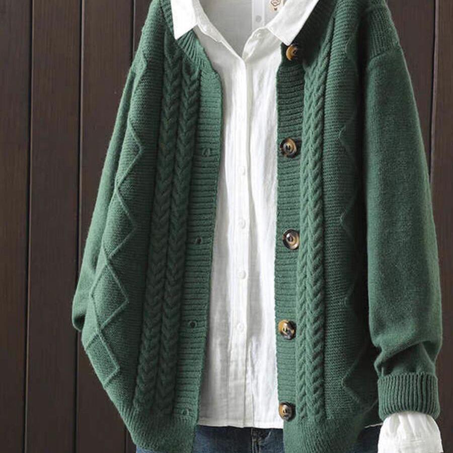 Cardigan Cable-Knit Sweater Coat For Women