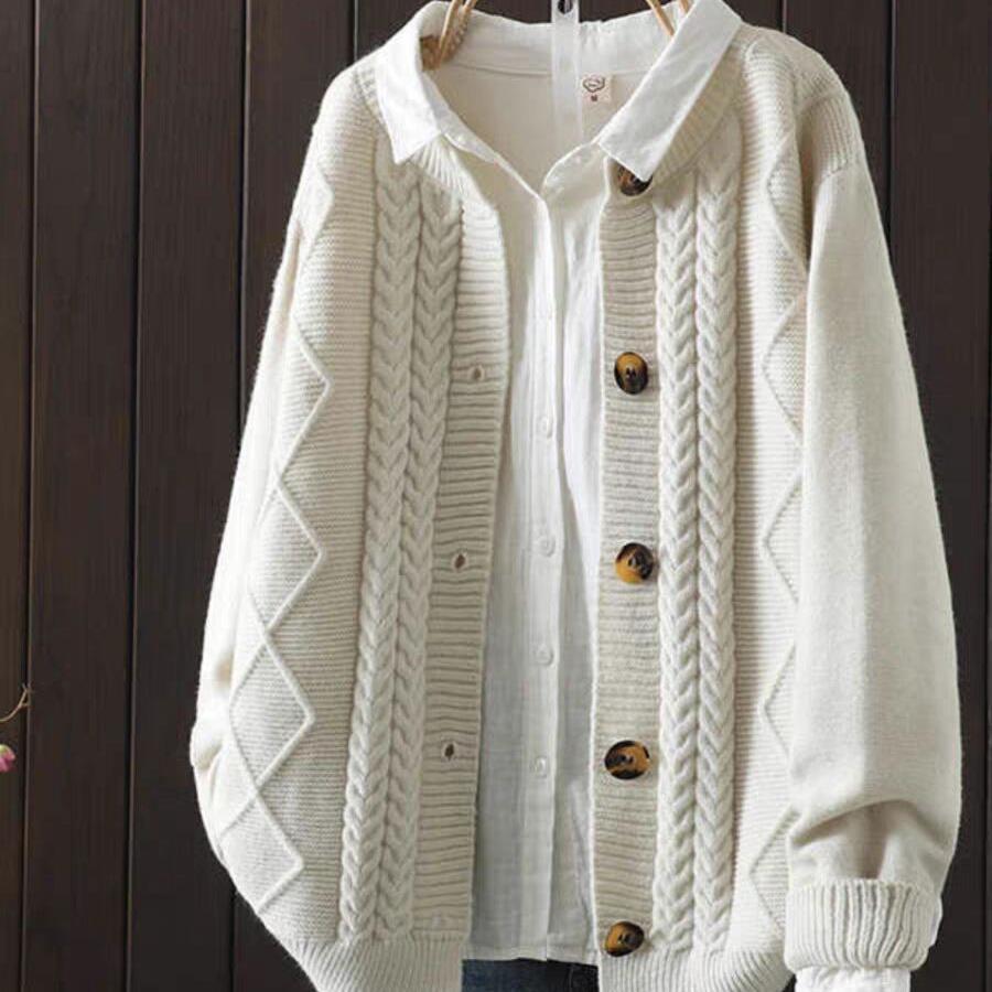 Cardigan Cable-Knit Sweater Coat For Women