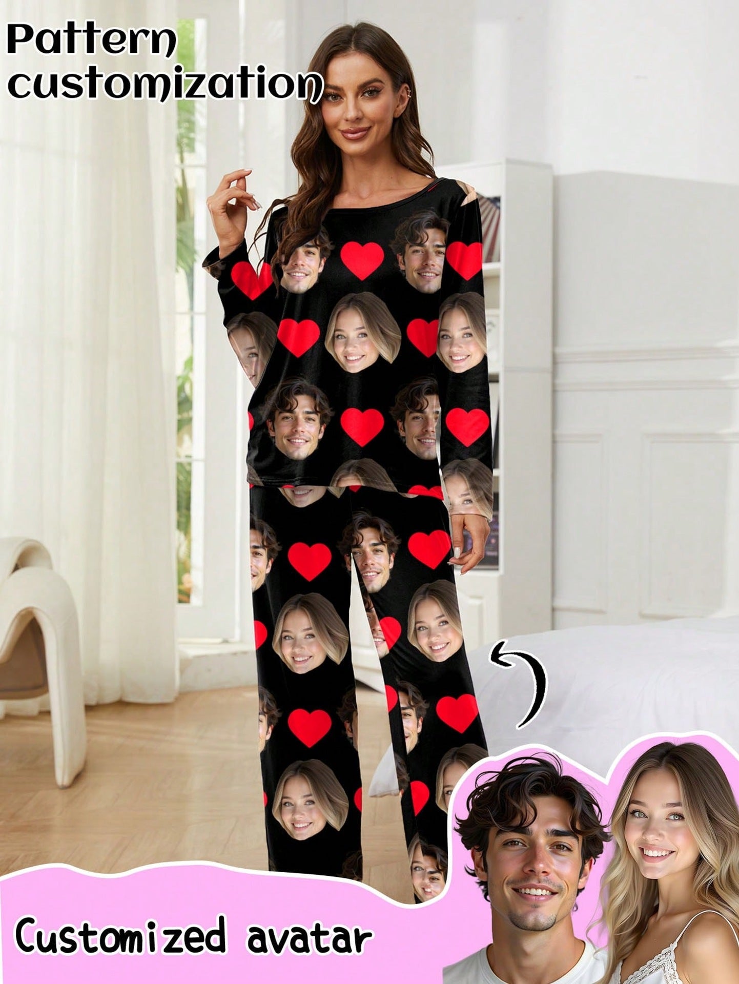 Personalized Women's Pajama Set — Custom Big Head Photo Sleepwear