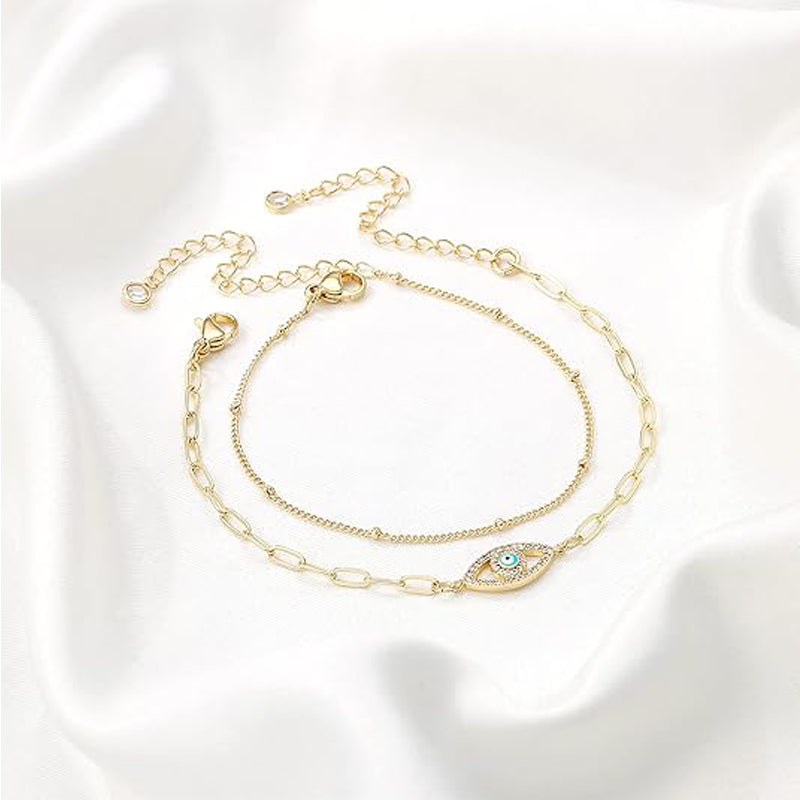 Dainty Gold Bracelets For Women, 14K Gold Filled Adjustable Layered Bracelet Cute Oval Chain  Bar Gold Bracelets For Women Jewelry