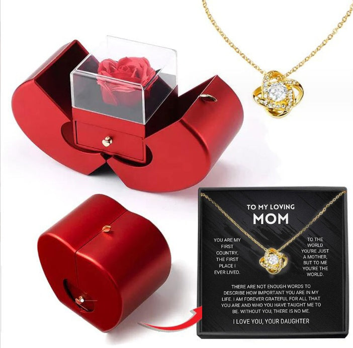 Eternal Rose Necklace Gift Box — Preserved Flower & Clavicle Chain for Women