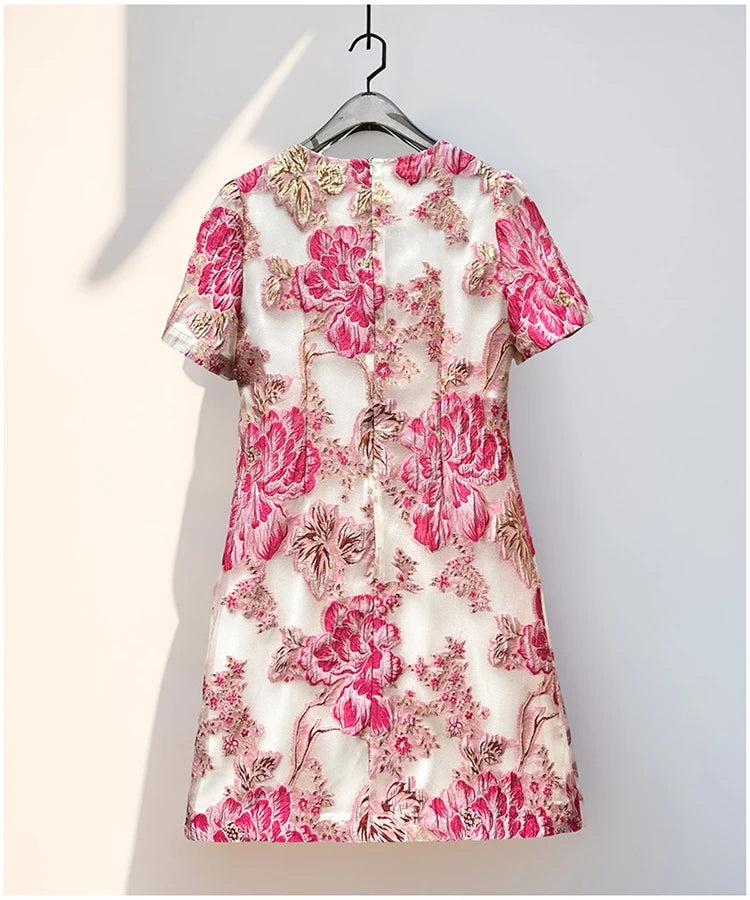 Women's Luxury Organza Embroidery Beaded A-Line Dress — French Elegant Style