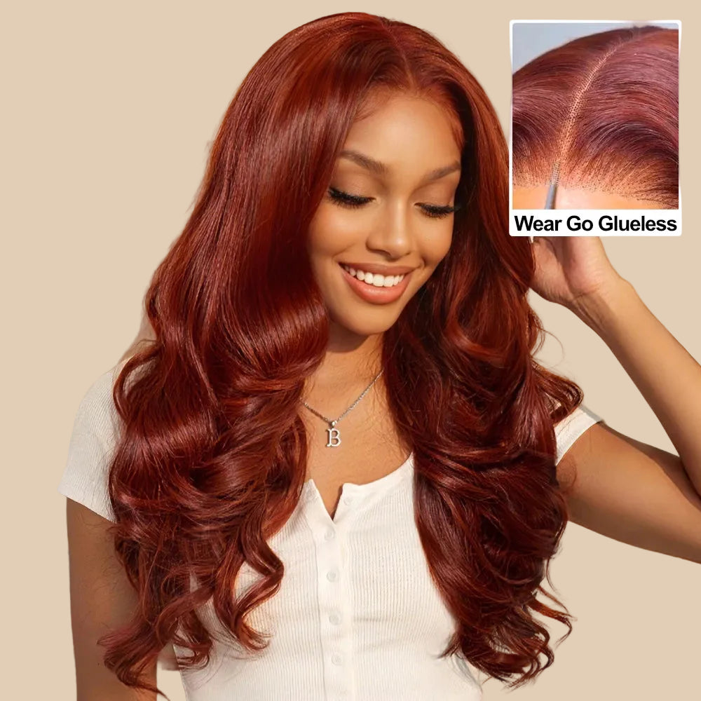 Warm Sun-Kissed Reddish Brown Body Wave Wig | Glueless 7x5 Lace, Pre-Cut & Pre-Bleached