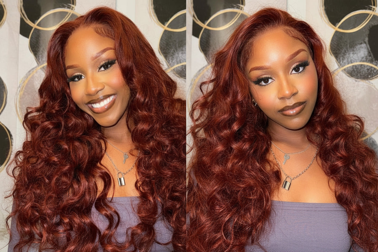 Warm Sun-Kissed Reddish Brown Body Wave Wig | Glueless 7x5 Lace, Pre-Cut & Pre-Bleached
