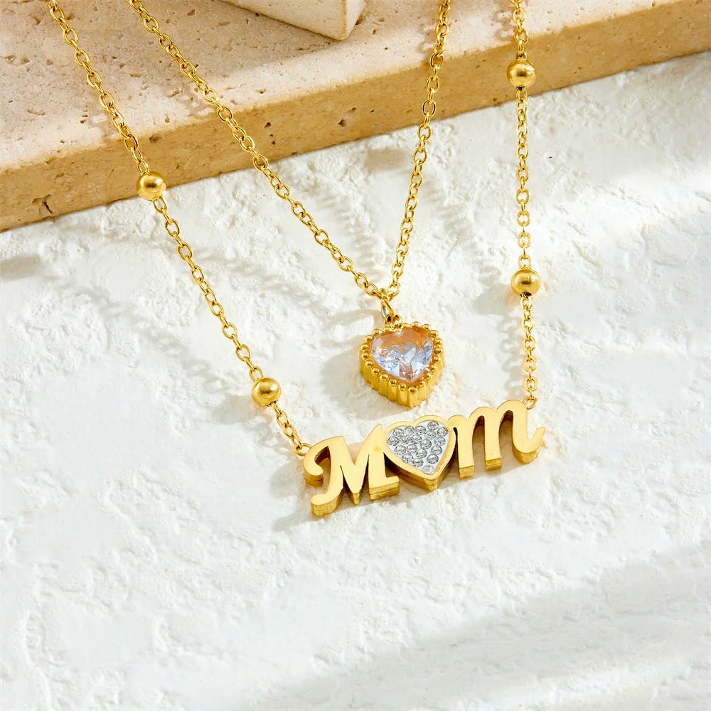 CE RHOS Certificate Stainless Steel 18K Gold-Plated Heart Pendant Necklace Tiger's Eye Brown Gemstone For Mom Mother Days Gifts