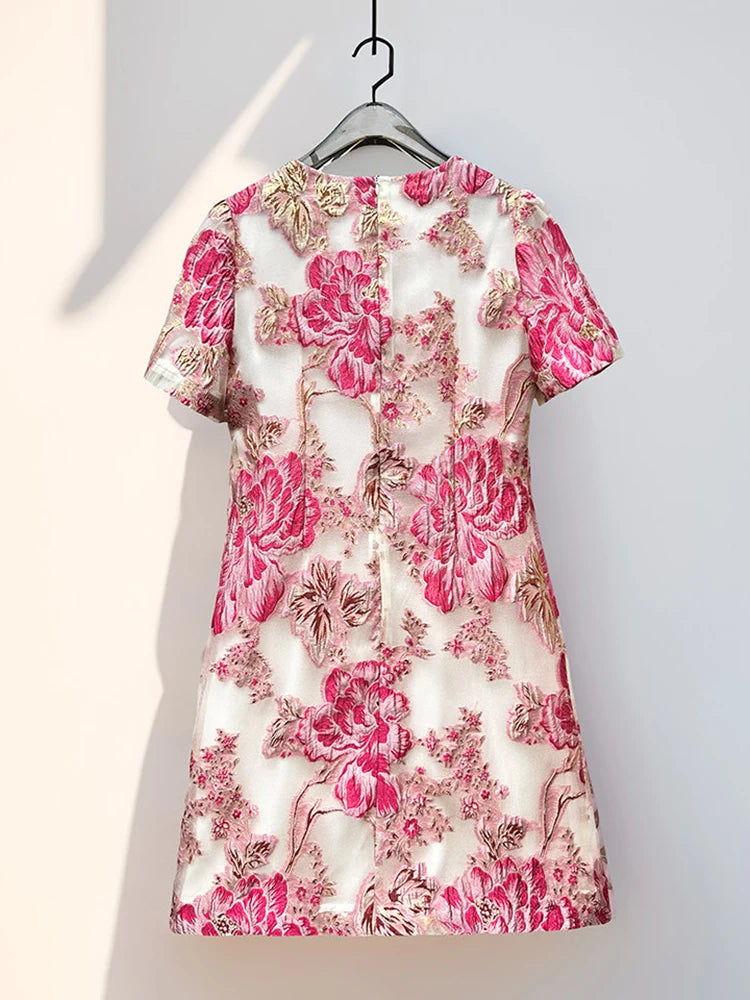 Women's Luxury Organza Embroidery Beaded A-Line Dress — French Elegant Style