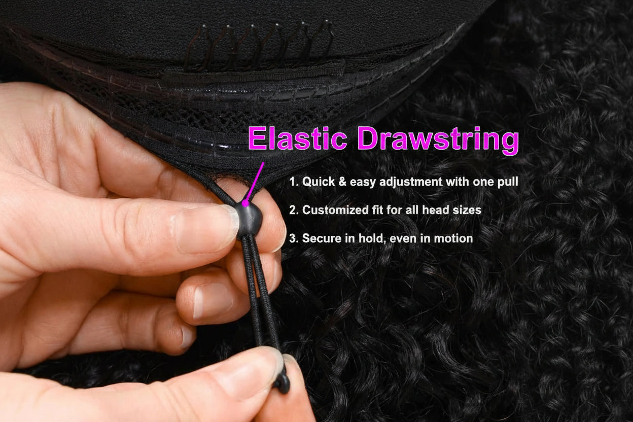 Kinky Curly V Part Wig 100% Human Hair — Clip-In with Drawstring | 180% Density