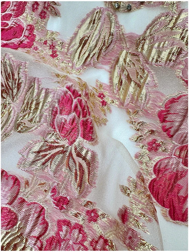 Women's Luxury Organza Embroidery Beaded A-Line Dress — French Elegant Style