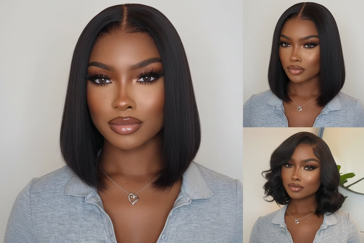 Hair Blunt Cut Bob Wigs Human Hair 7x5 Lace Glueless Short Straight Bob Wigs Yaki Straight Bob Wigs