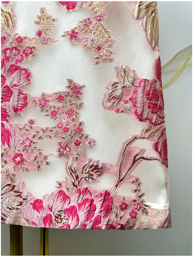 Women's Luxury Organza Embroidery Beaded A-Line Dress — French Elegant Style