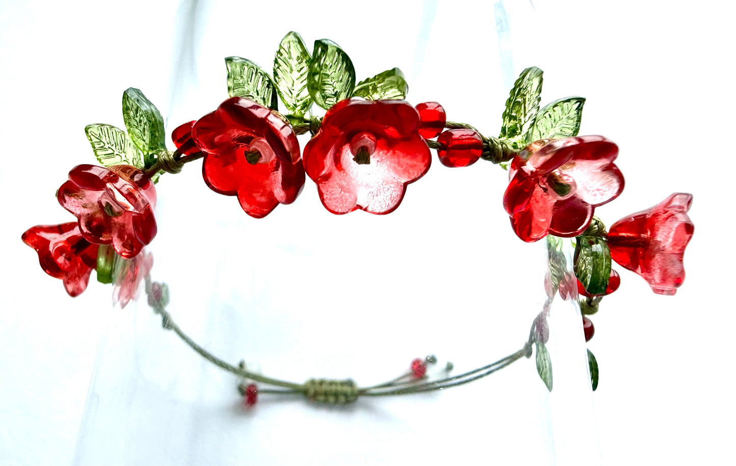 Handmade  Red Lily of the Valley Charm Bracelet