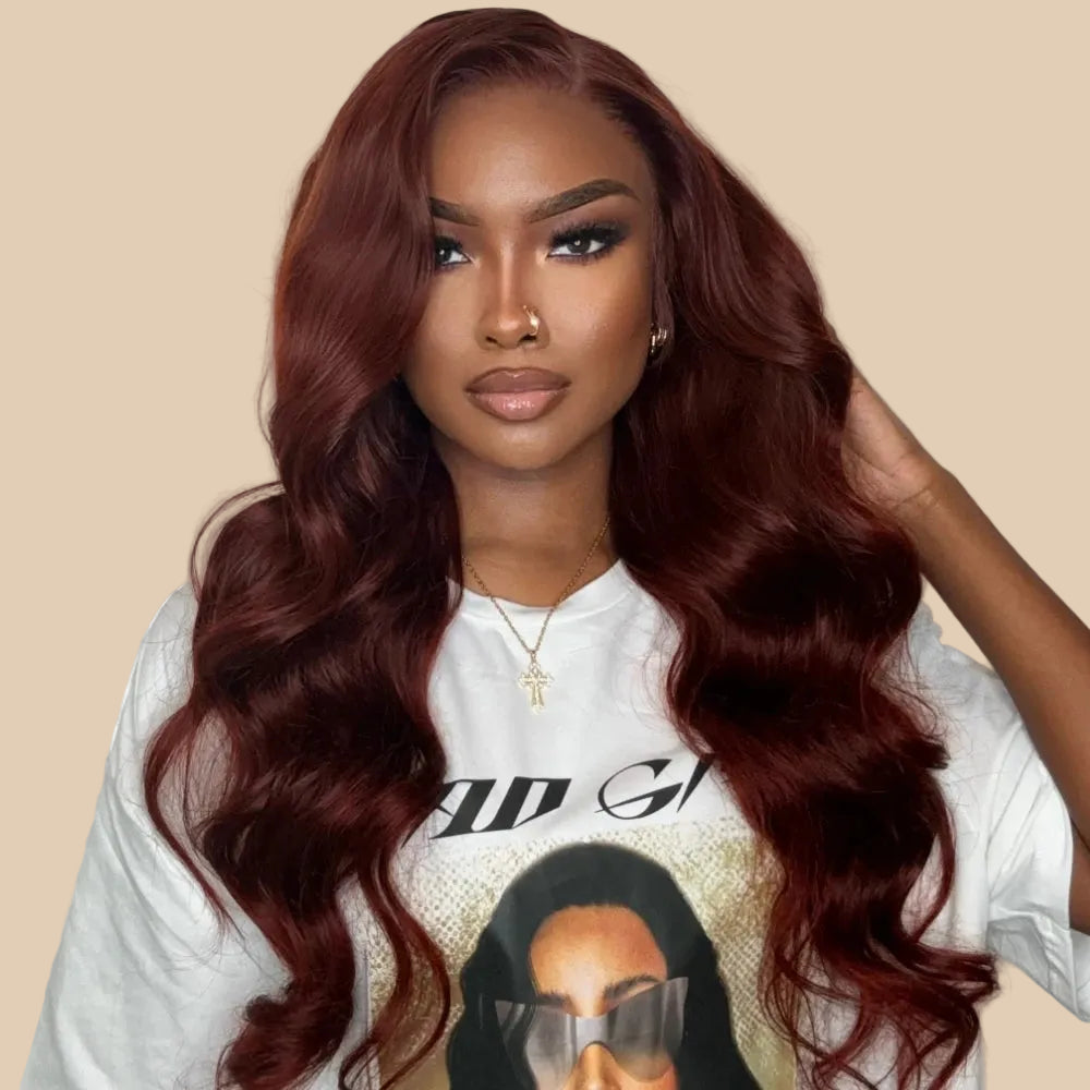 Warm Sun-Kissed Reddish Brown Body Wave Wig | Glueless 7x5 Lace, Pre-Cut & Pre-Bleached