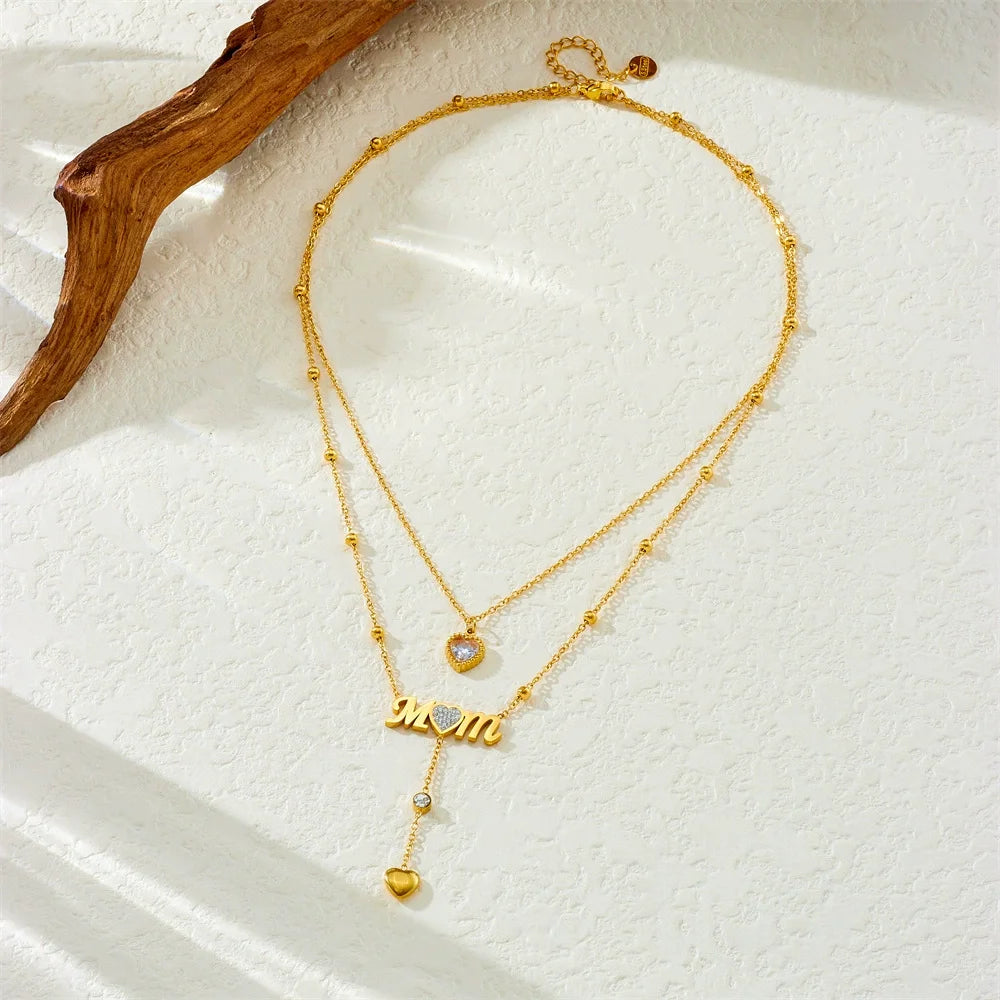CE RHOS Certificate Stainless Steel 18K Gold-Plated Heart Pendant Necklace Tiger's Eye Brown Gemstone For Mom Mother Days Gifts