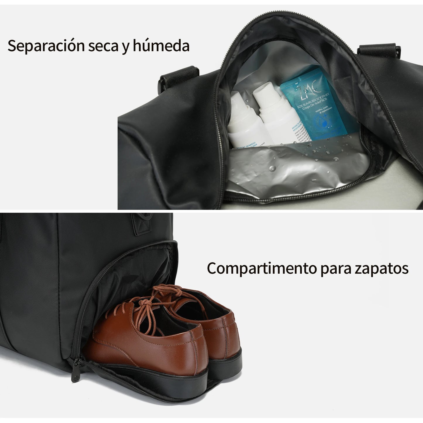 Bolsa de Gimnasio Impermeable con Compartimento para Zapatos — Bolsa de Viaje Grande para Hombre y Mujer