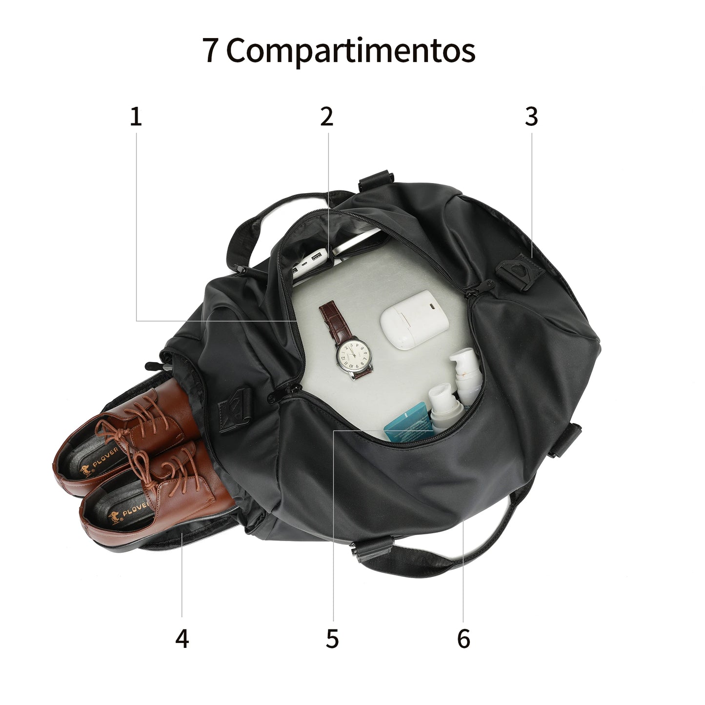 Bolsa de Gimnasio Impermeable con Compartimento para Zapatos — Bolsa de Viaje Grande para Hombre y Mujer