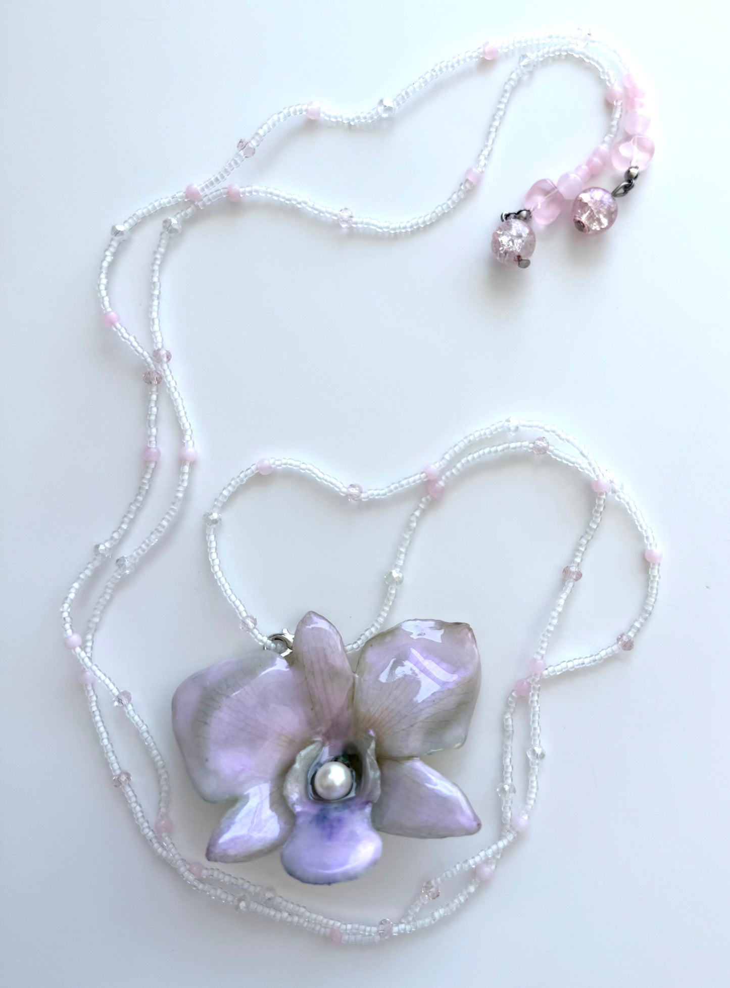 Handmade Blush Pink Orchid Necklace