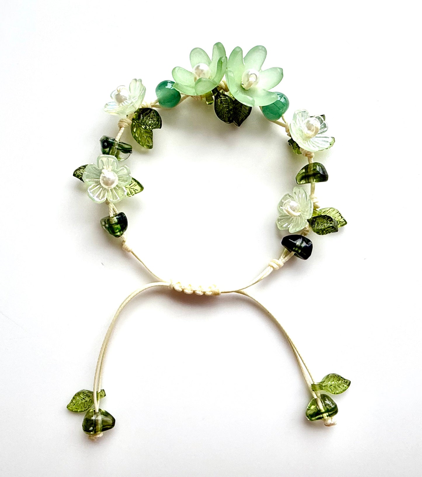Handmade Green Flower Bracelet