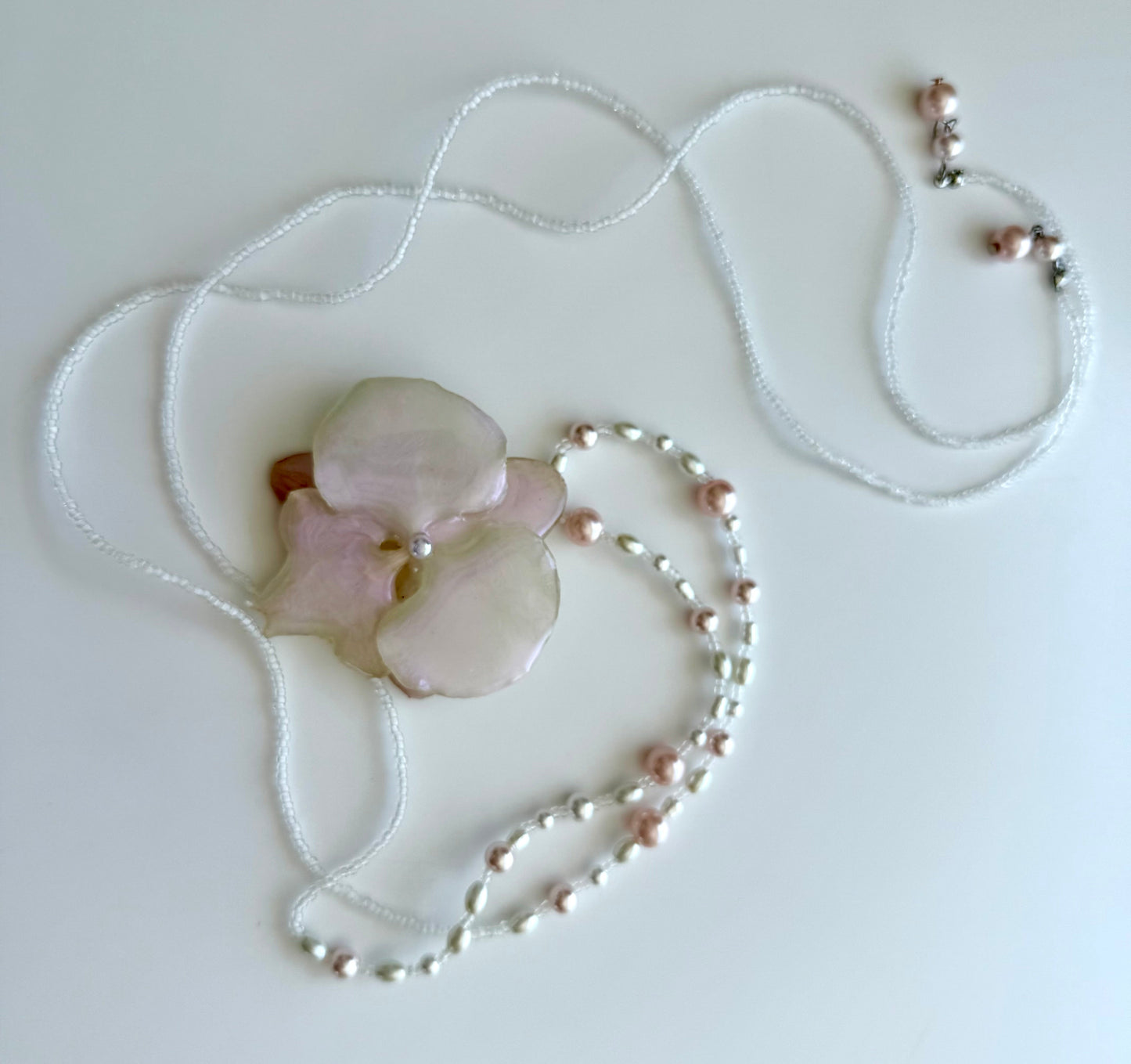 HandMade Soft Pastel Pink Orchid Necklace