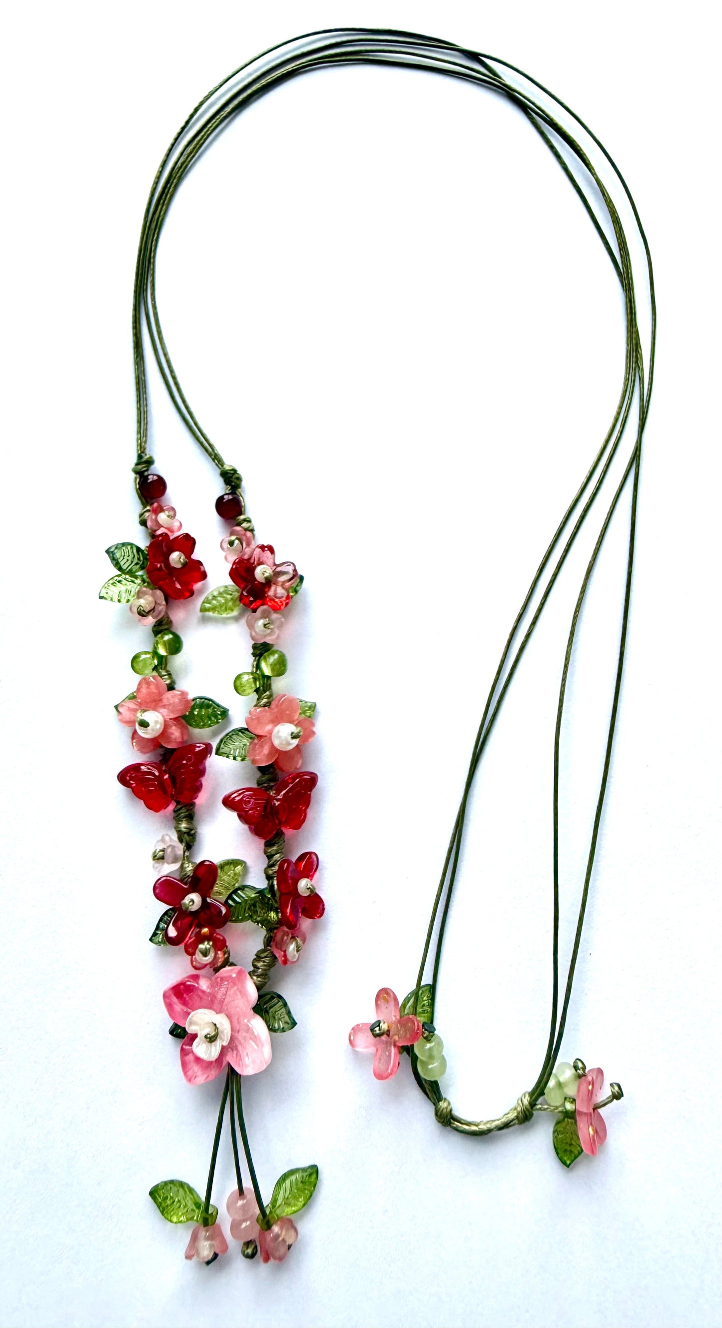 Red Hydrangea Handmade Necklace