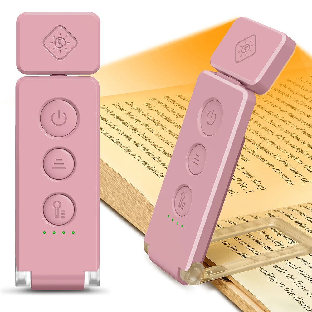 12 LED Rechargeable Book Light 5 Colors 5 Brightness Levels Mini Reading Clip on Book Light Bookmark
