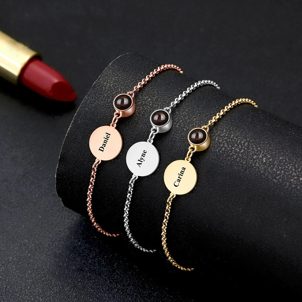 Personalized Photo Projection Zircon Charm Bracelet
