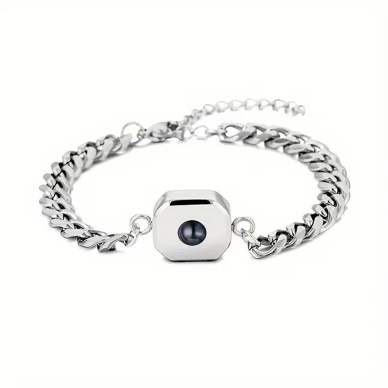 Personalized Custom Photo Projection Bracelet — CE Certified Stainless Steel Square Design