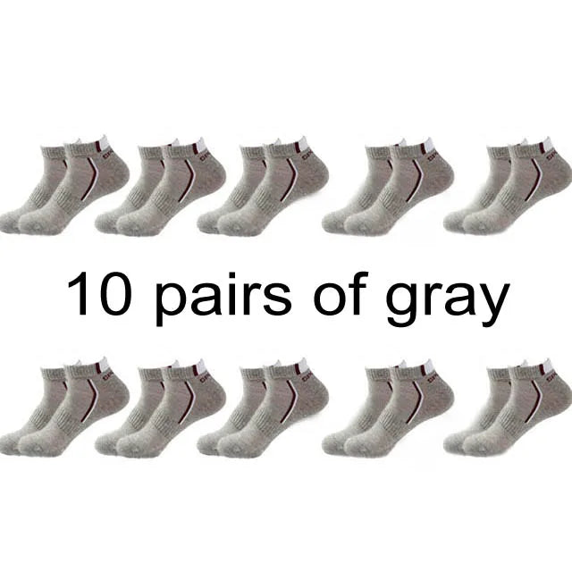 Men's Ankle Socks 10 Pairs — Breathable Cotton Athletic Low Cut Socks (Size 38–48)