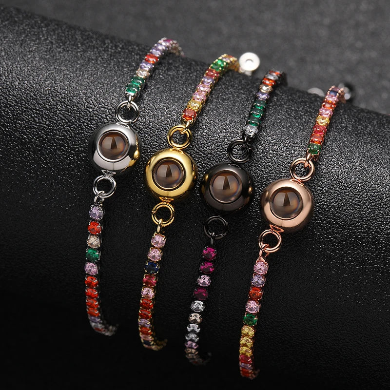 Personalized Fashion Projection Photo Bracelet — 18K Gold Plated Stainless Steel