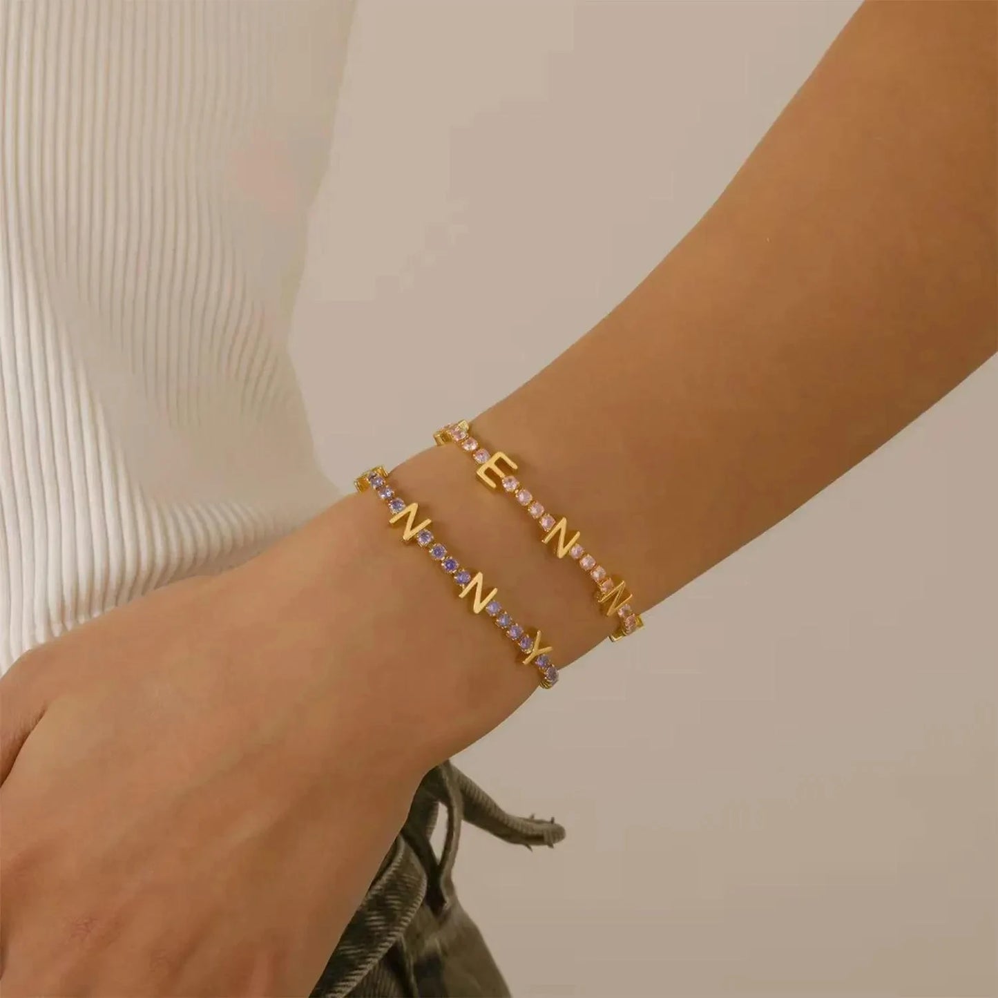 Personalized Custom Name Letter Tennis Bracelet