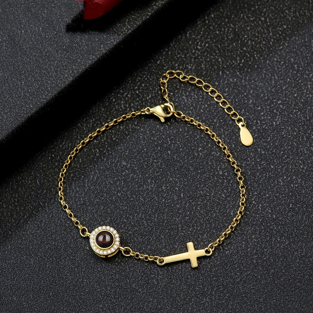 Personalized Photo Projection Cross Bracelet