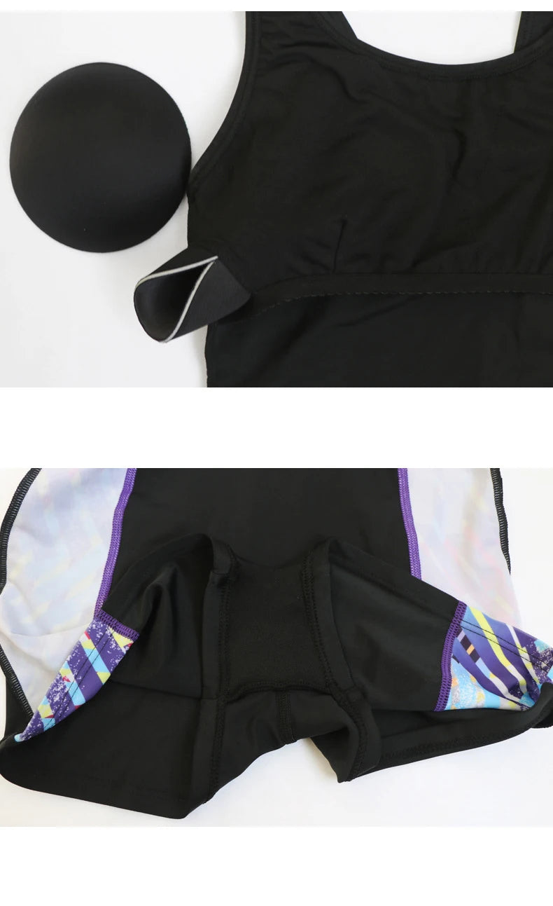 2022 Breathable Swimming Suit for Women Swimsuit Sports One Piece Bathing Suit Swimwear Women Padded Bodysuit with Boxer Shorts