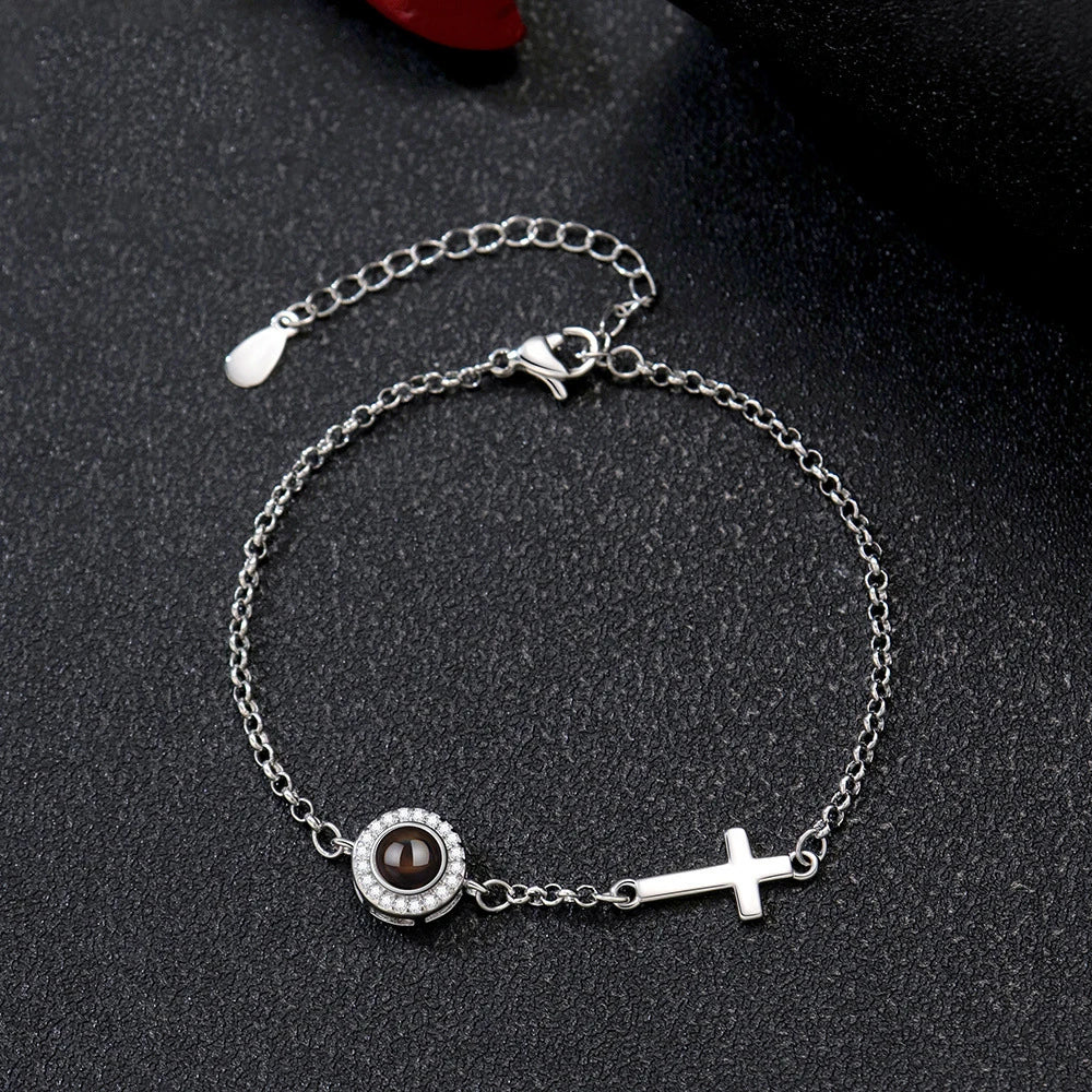 Personalized Photo Projection Cross Bracelet