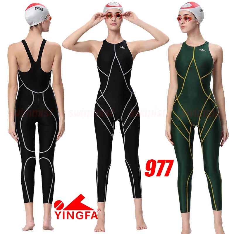 YINGFA WOMEN'S GIRL‘S COMPETITION TRAINING RACING PROFESSIONAL KNEESKIN SWIMWEARS SWIMSUITS ALL SIZE FINA APPROVED # 925 937 921