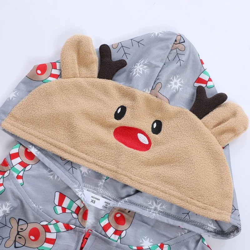 Christmas Family Matching Deer Hooded Onesie Pajamas