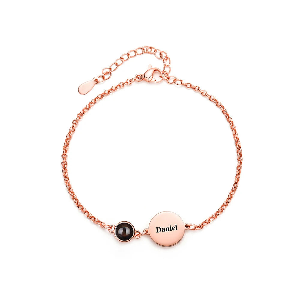 Personalized Photo Projection Zircon Charm Bracelet