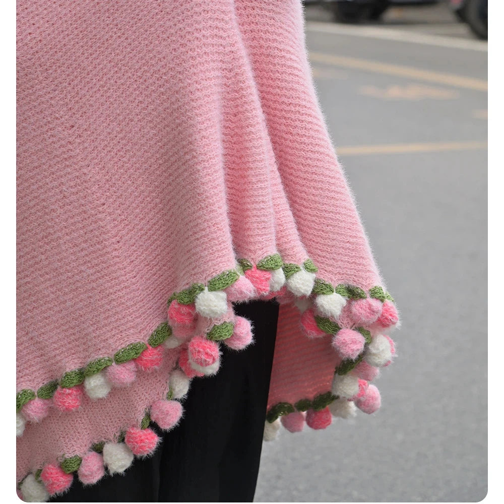 Rose Bouquet Blanket — Handmade Knit Plush Throw