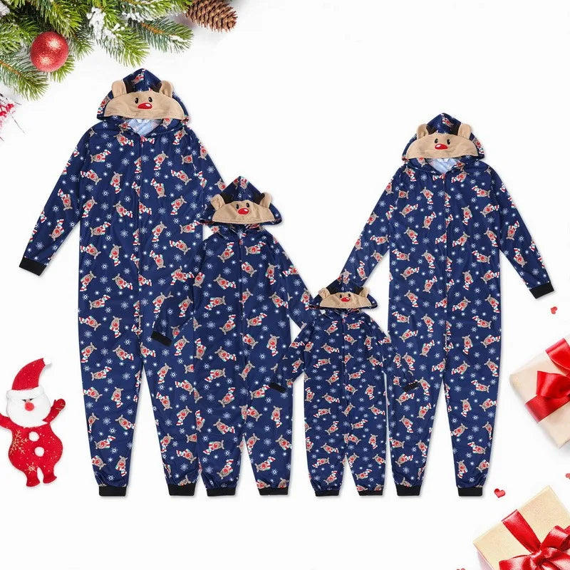 Christmas Family Matching Deer Hooded Onesie Pajamas