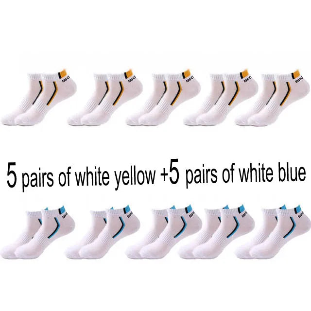 Men's Ankle Socks 10 Pairs — Breathable Cotton Athletic Low Cut Socks (Size 38–48)