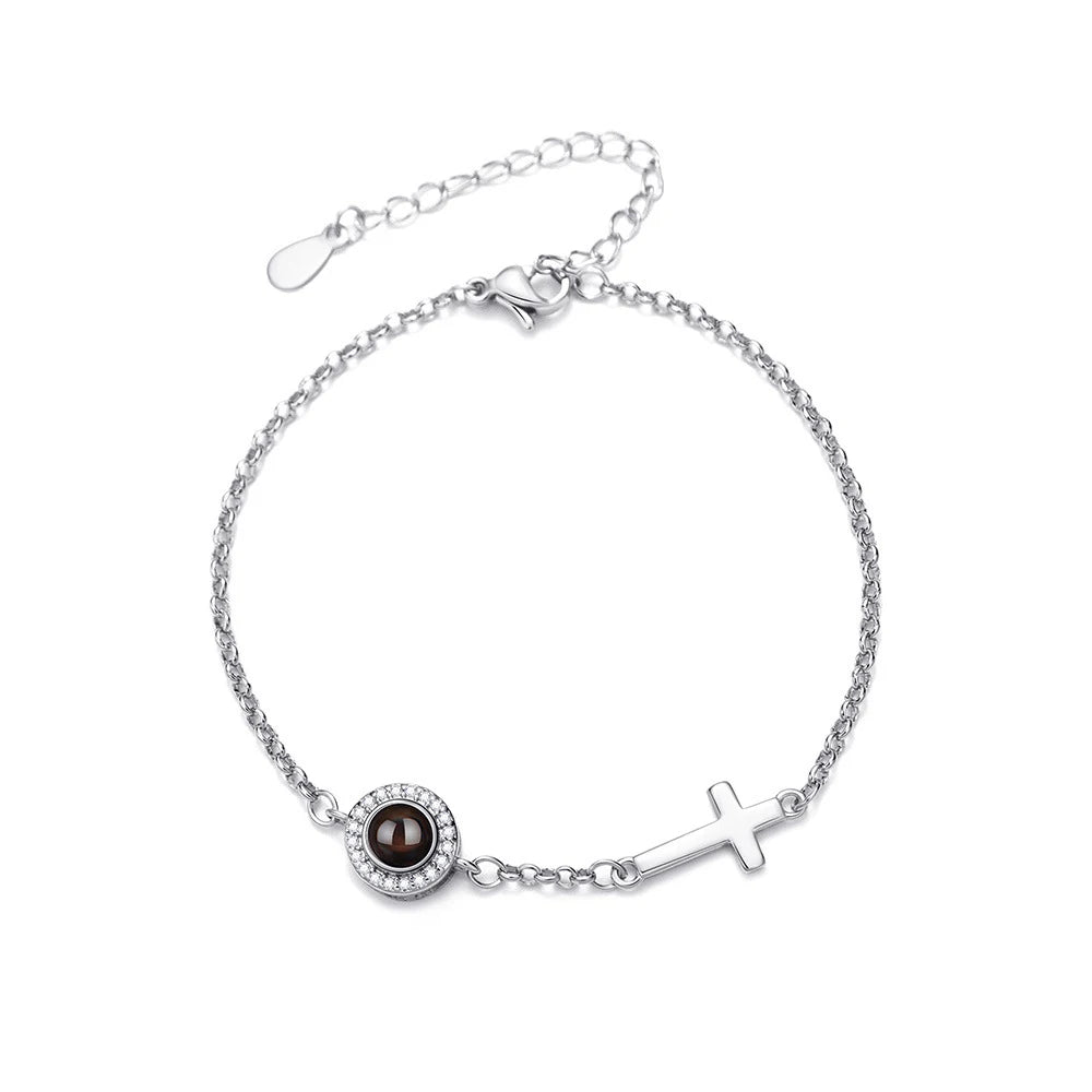 Personalized Photo Projection Cross Bracelet