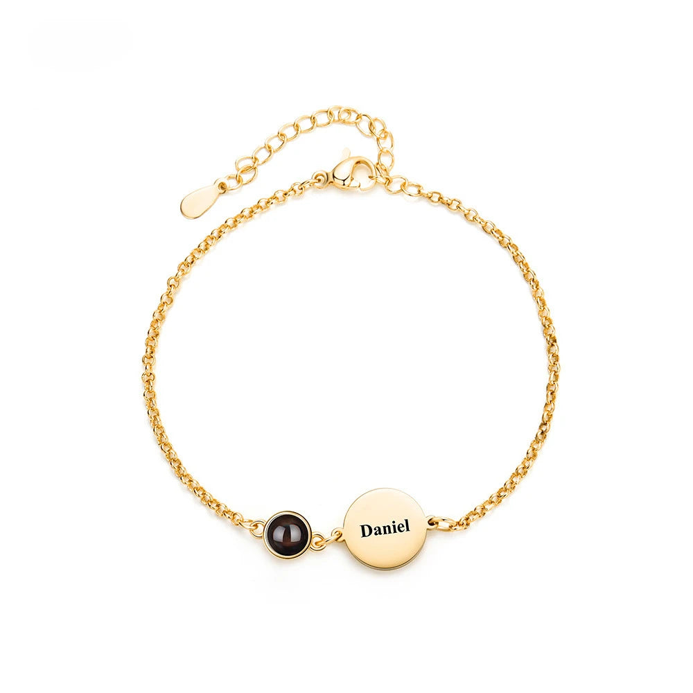 Personalized Photo Projection Zircon Charm Bracelet