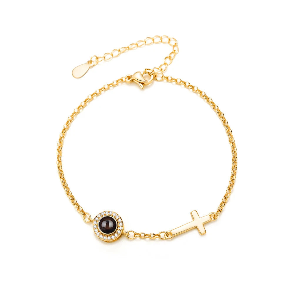 Personalized Photo Projection Cross Bracelet