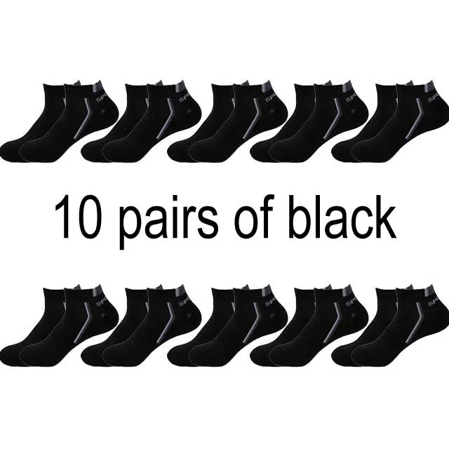 Men's Ankle Socks 10 Pairs — Breathable Cotton Athletic Low Cut Socks (Size 38–48)