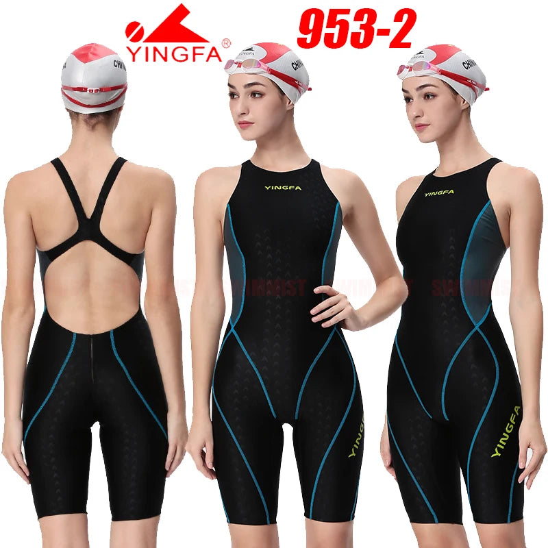 YINGFA WOMEN'S GIRL‘S COMPETITION TRAINING RACING PROFESSIONAL KNEESKIN SWIMWEARS SWIMSUITS ALL SIZE FINA APPROVED # 925 937 921