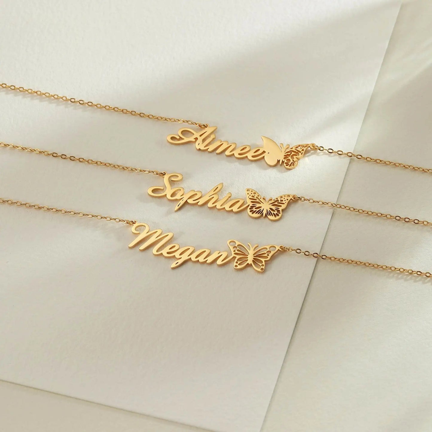 Personalized Custom Name Butterfly Pendant Necklace | CE Certified 18K Gold Stainless Steel